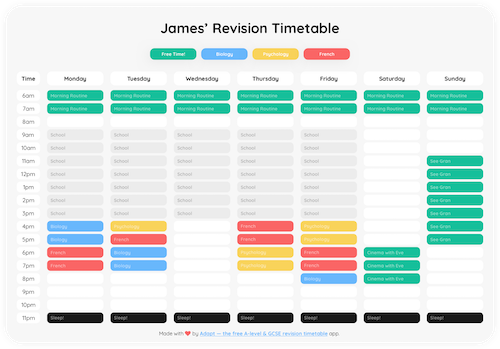 Create a revision timetable